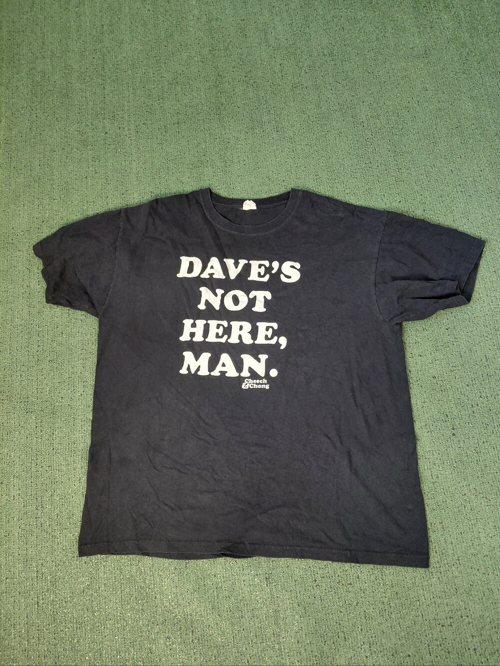 VINTAGE 2006 Cheech & Chong "Dave's Not Here, Man" Movie Quote Y2K Black T Shirt